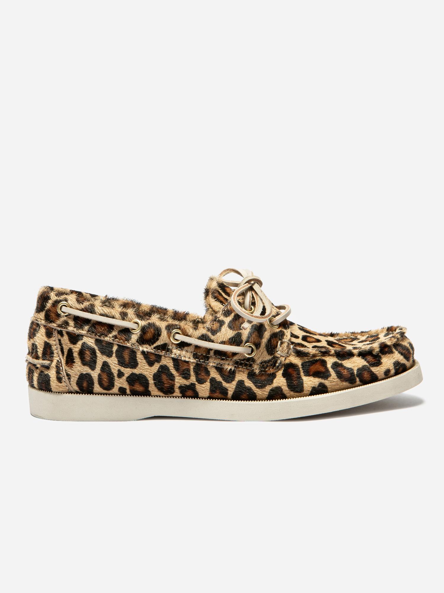 Chaussure Bateau Femme Cuir Leopard tbs