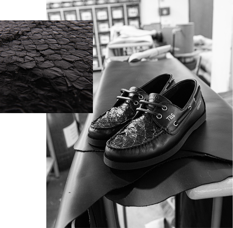 atelier chaussures bateau cuir de poisson