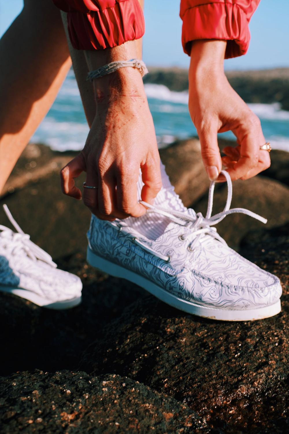 Chaussures bateau femme blanc et visage PHENISE Mersea people