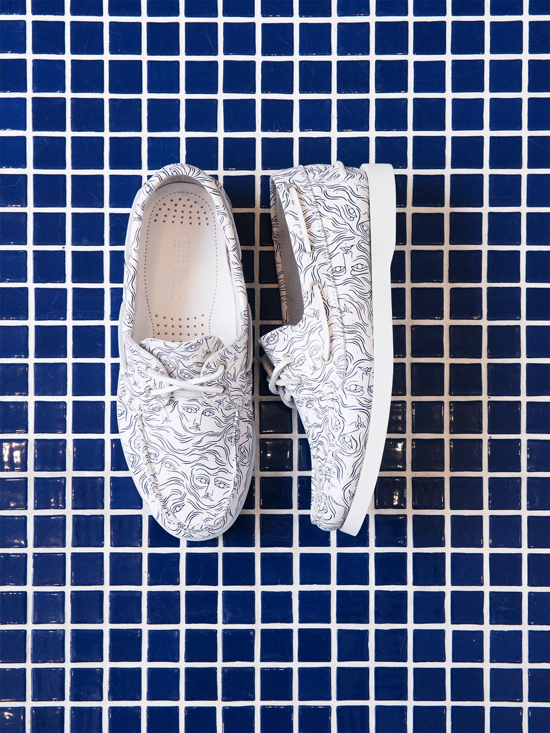 Chaussures bateau femme blanc et visage PHENISE Mersea people