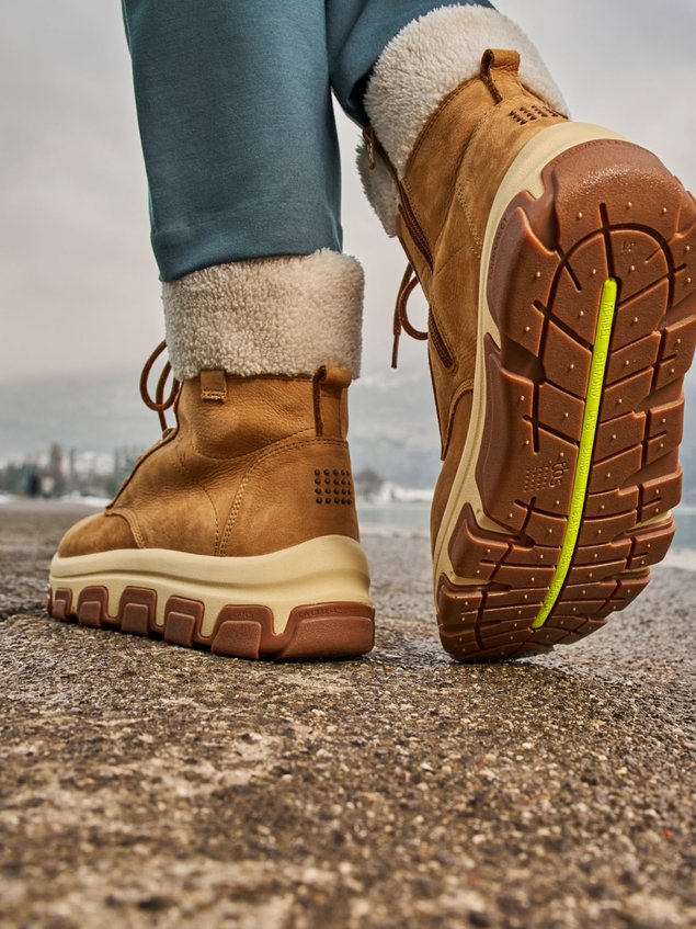 Boots Femme Fourrées Semelle Crantée Cuir Camel