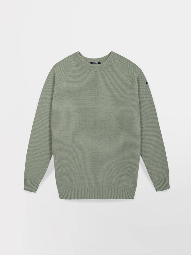 Pull Homme Fabriqué en France Laine et Cachemire Vert Pâle DIMITRI