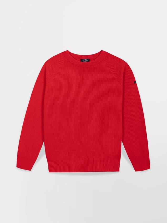 Pull Femme Fabriqué en France Laine et Cachemire Rouge FAUSTINE