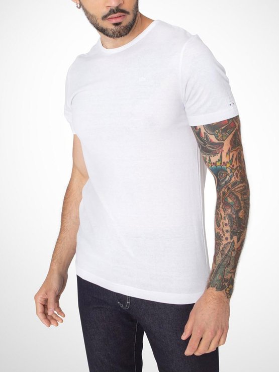 Tee-Shirt Homme Coton et Polyester Recyclés Blanc