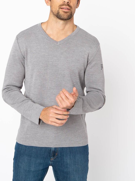 Pull Homme Gris Laine Mérinos Made In France