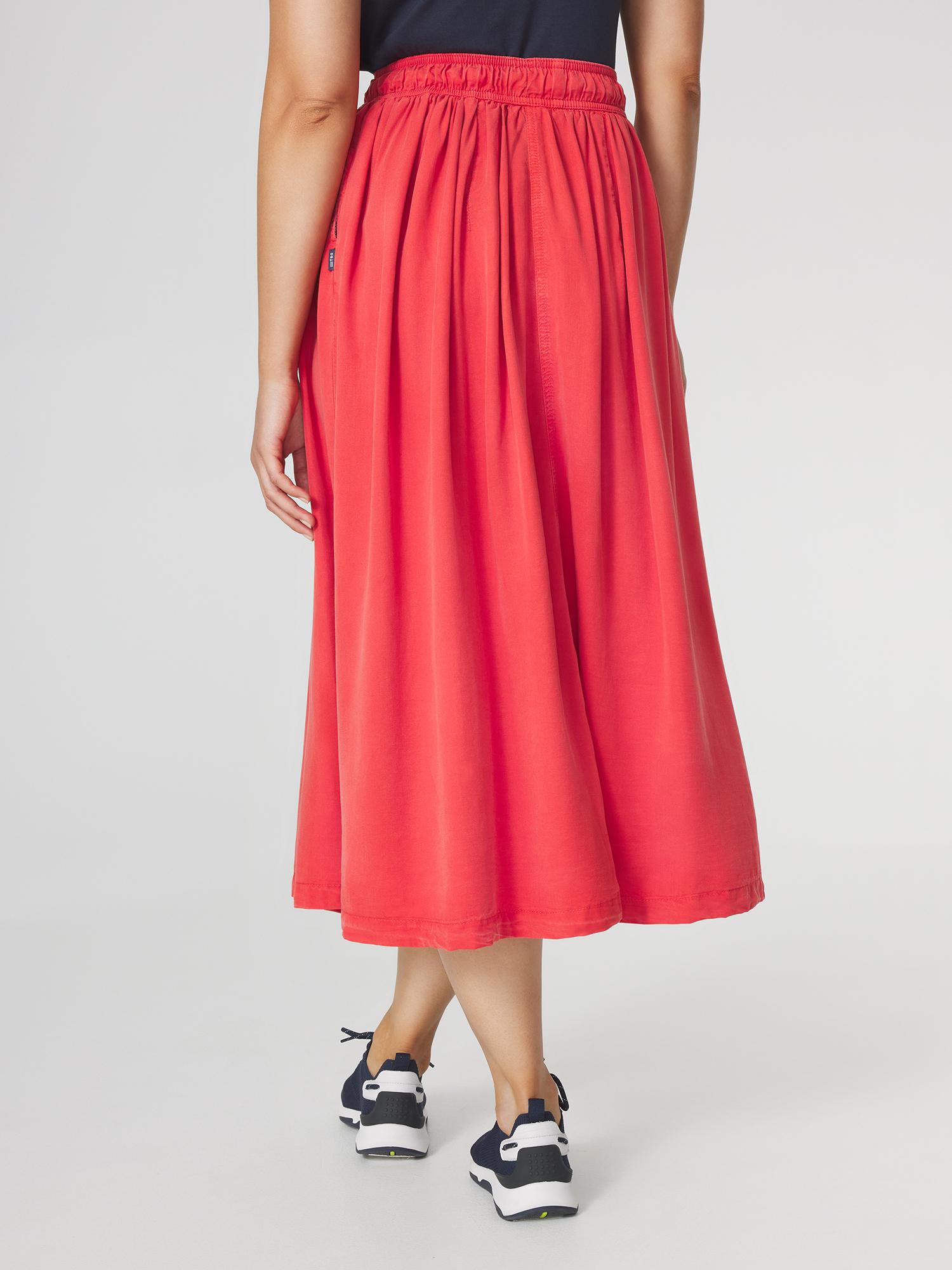 Jupe Balançoire EWM Femme Taille 12 - Rouge, Polyester, Fermeture Zip, Longueur Midi 31"