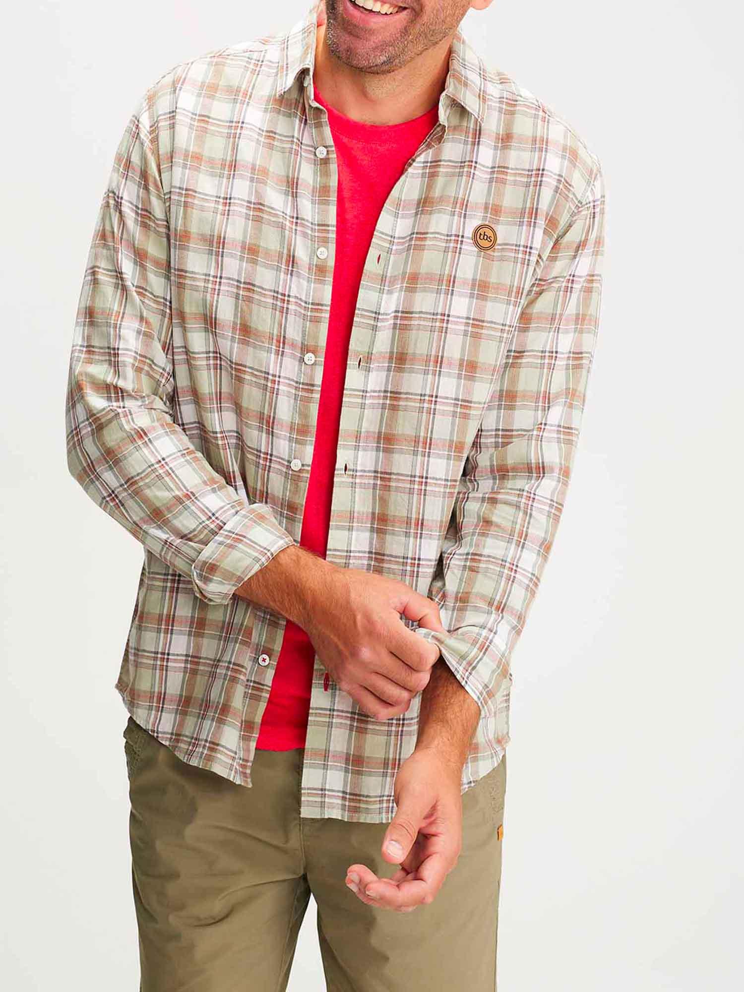 Chemise Homme A Grands Carreaux Kaki tbs