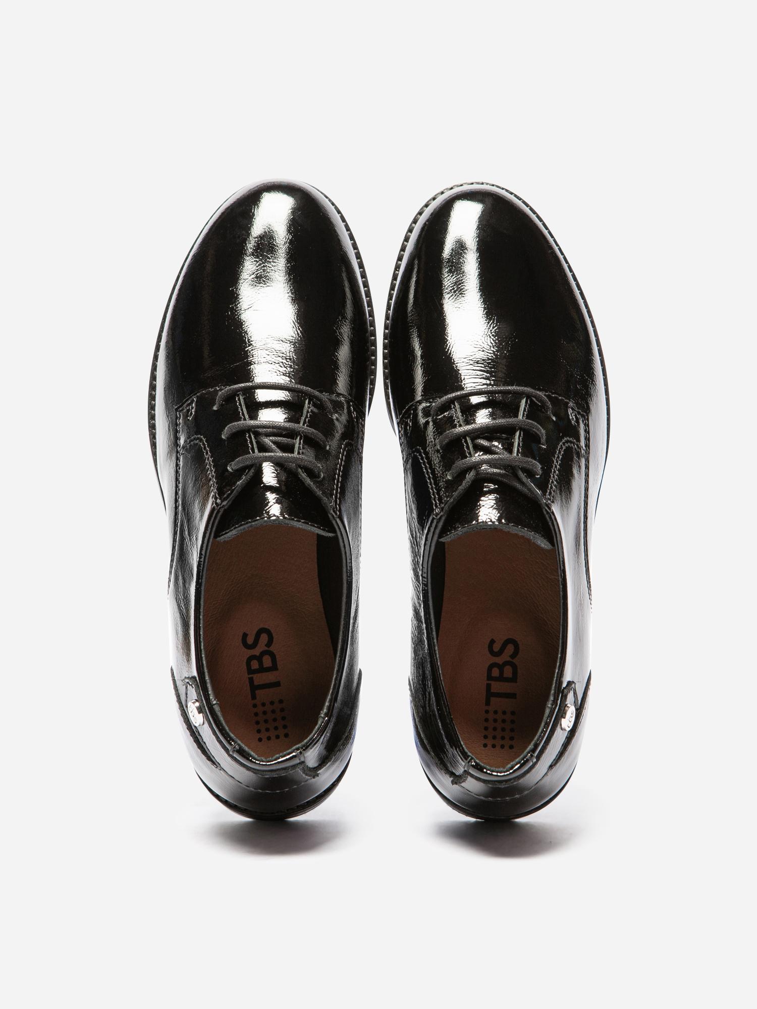 Derbies Femme Confort Tout Cuir Vernis Noir FOSTINA tbs