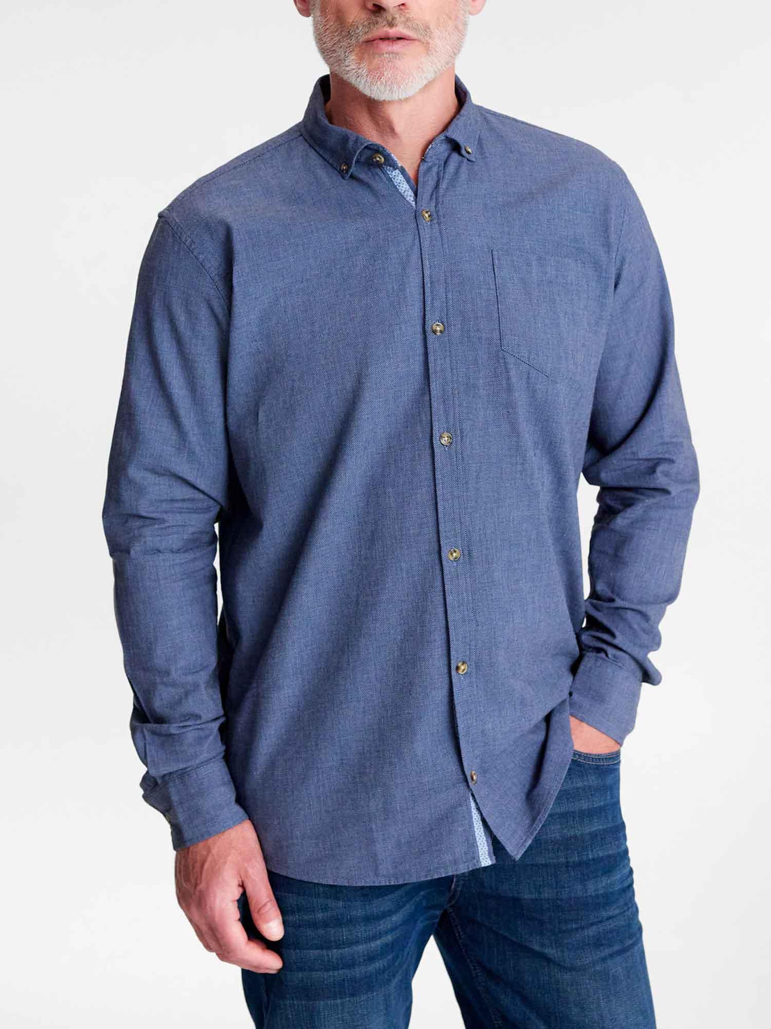 Chemise Homme Coupe Droite Coton Marine tbs