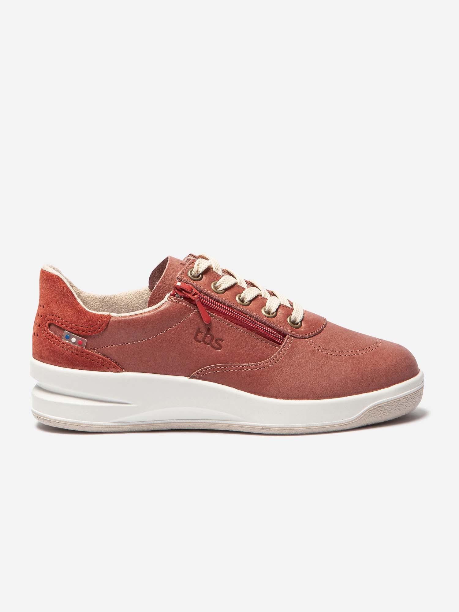 Baskets Zippees Femme Fabriquees en France Cuir Rouge tbs