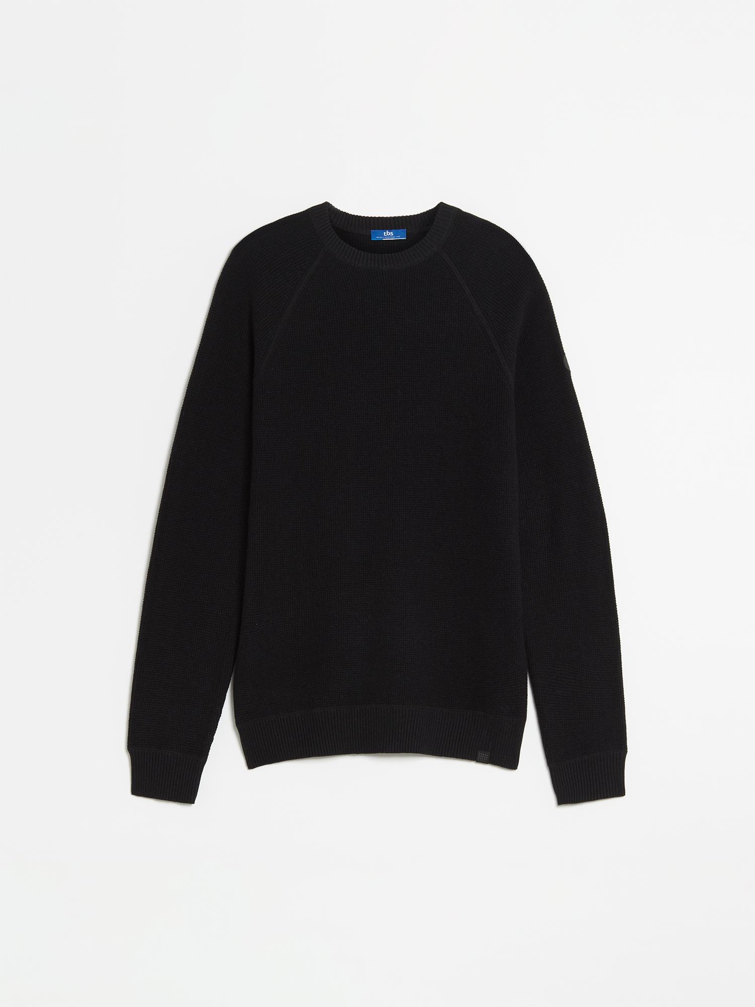 Pull noir best sale col rond homme