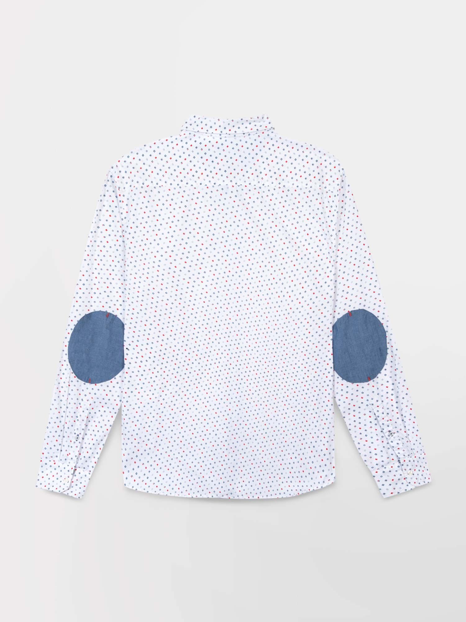Chemise Homme Manches Longues Micro Motif Blanc tbs
