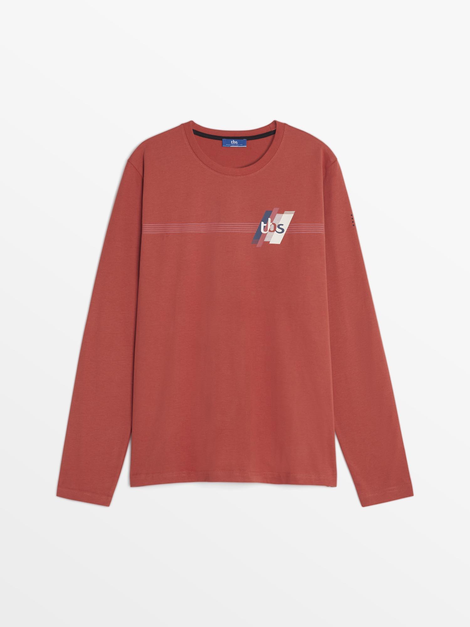 T shirt rouge 2025 manche longue homme