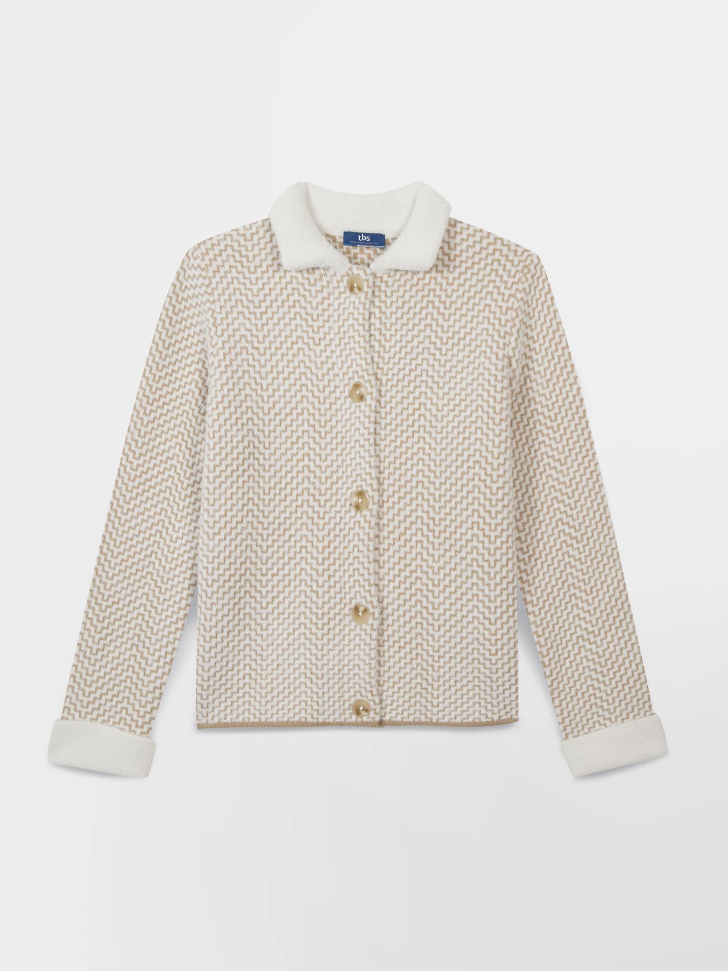 Gilet Femme Epais Jacquard Epais Beige FABBYGIL tbs