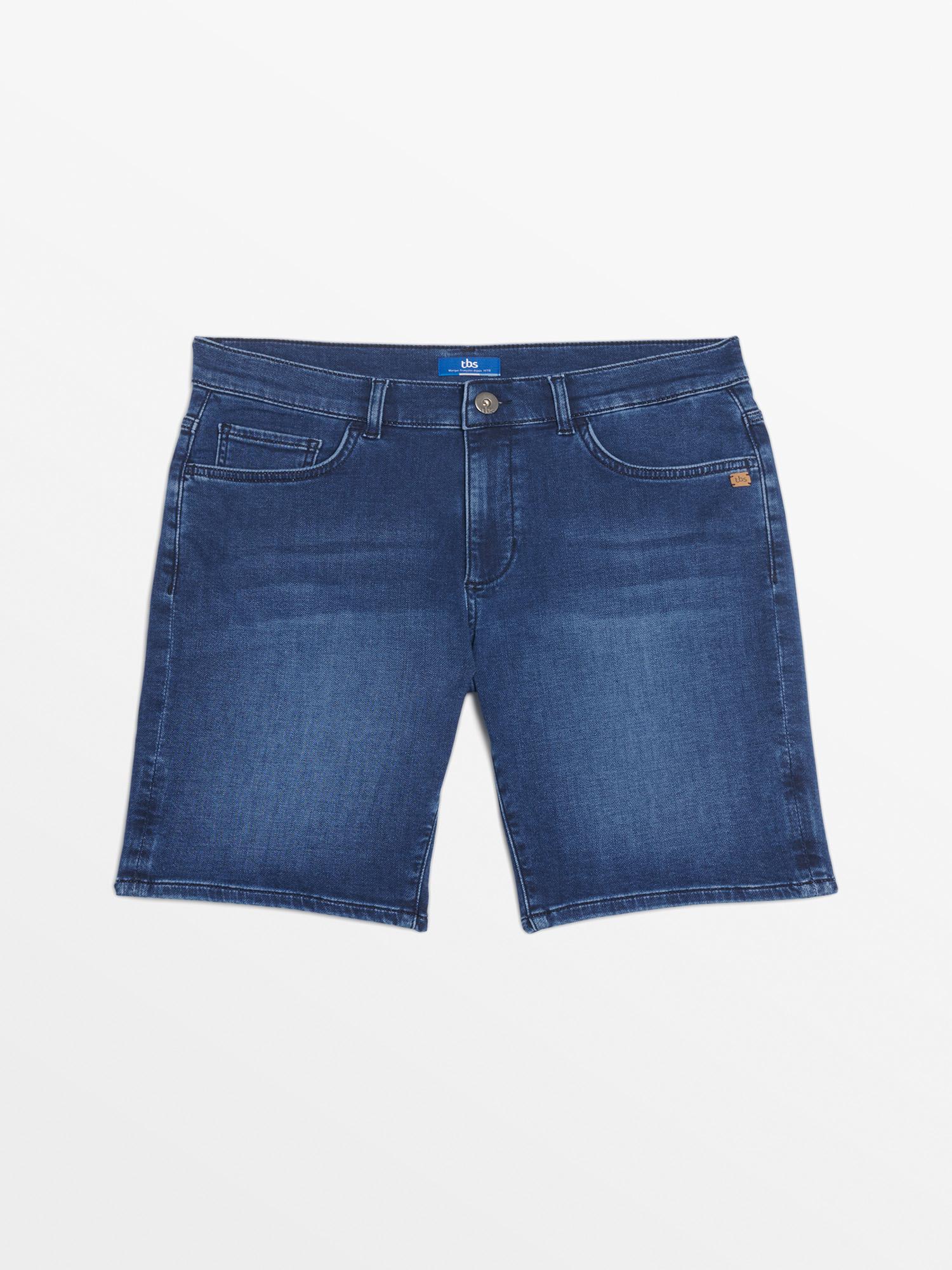 Short Homme En Maille Effet Denim Marine tbs