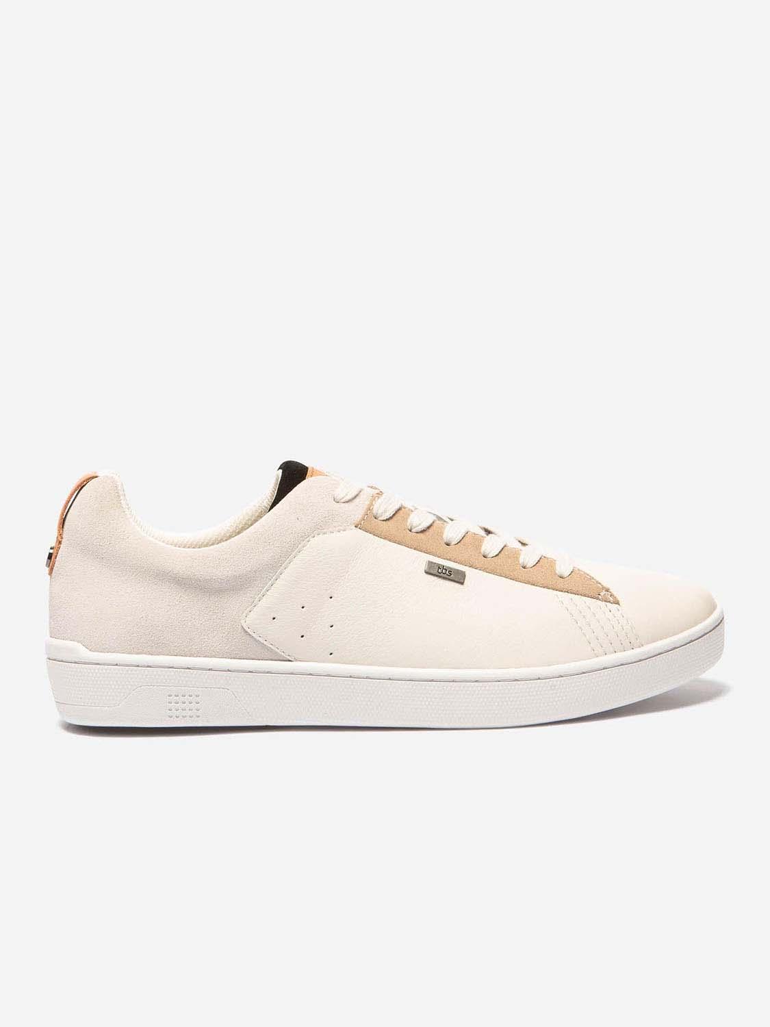 Baskets Homme Confort Purefoam Dessus Cuir Blanc et Sable tbs