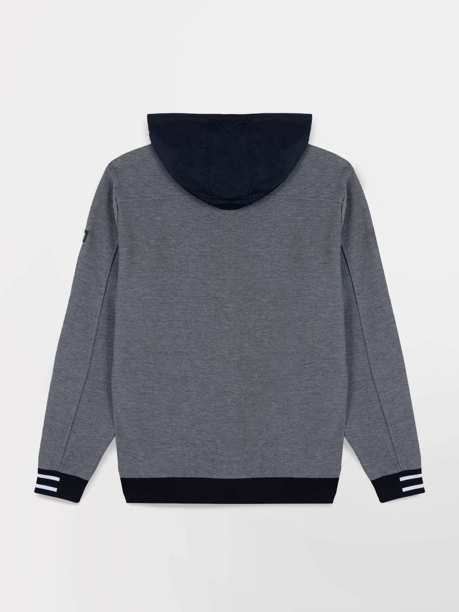 Sweat Homme Zippe A Capuche En Maille Piquee Marine tbs