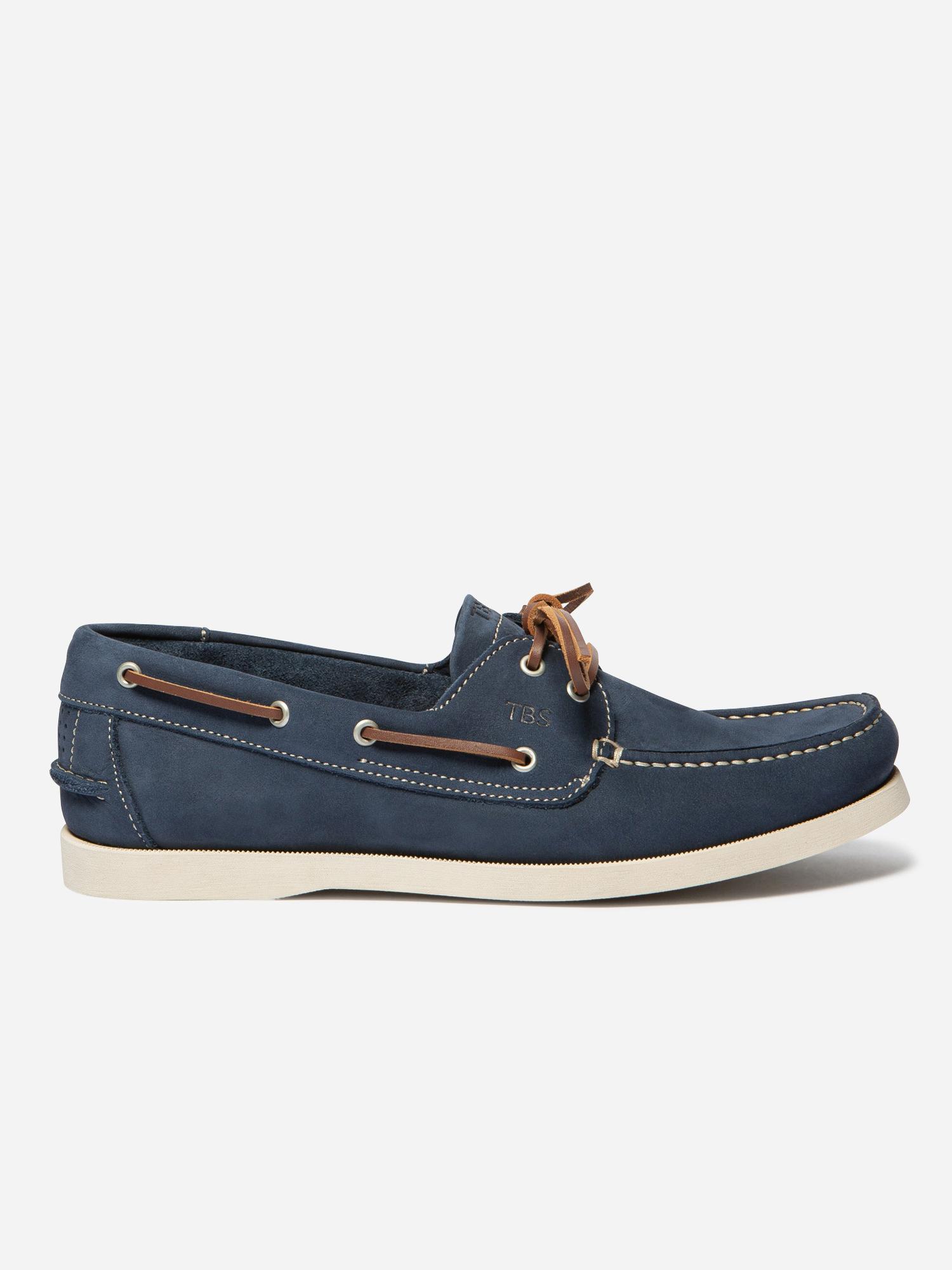 Chaussures Bateau Homme Semelle Grip Cuir Nubuck Bleu tbs