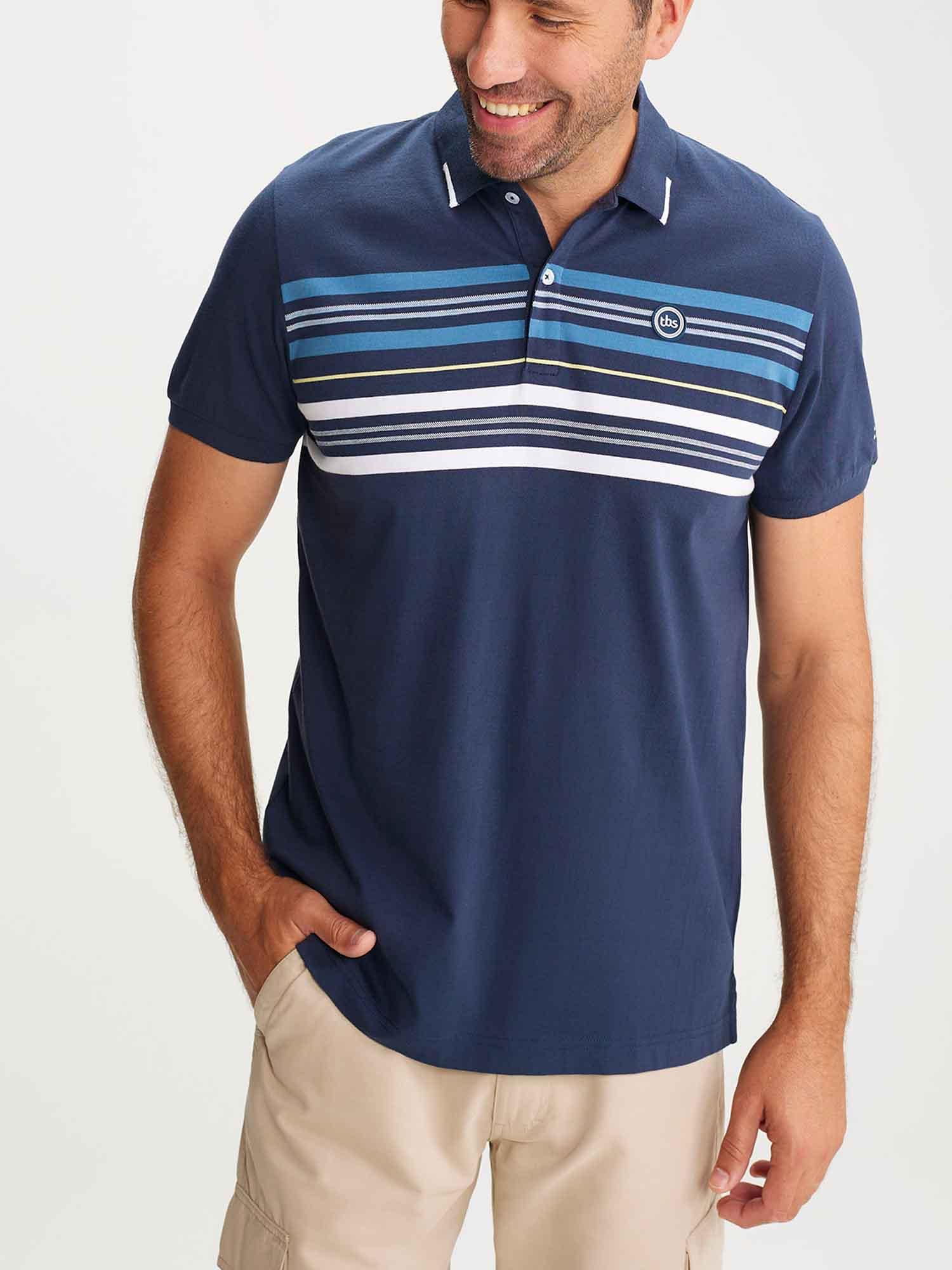 Polo Homme A Rayures Coton Marine tbs