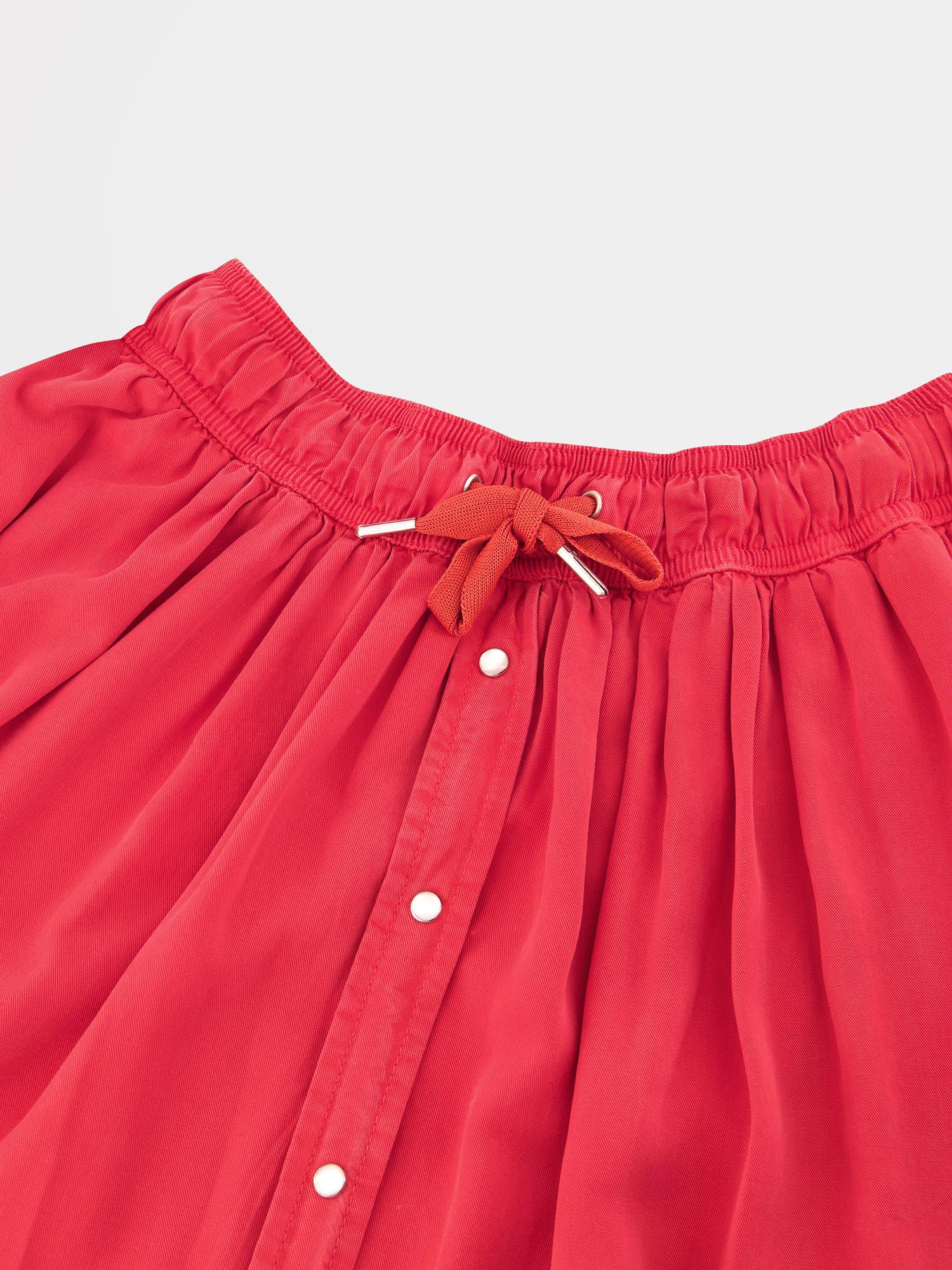 Jupe CHACOK Rouge Foncé Taille 38 - Taille élastiquée, Doublée, En Jean, Style Plissé