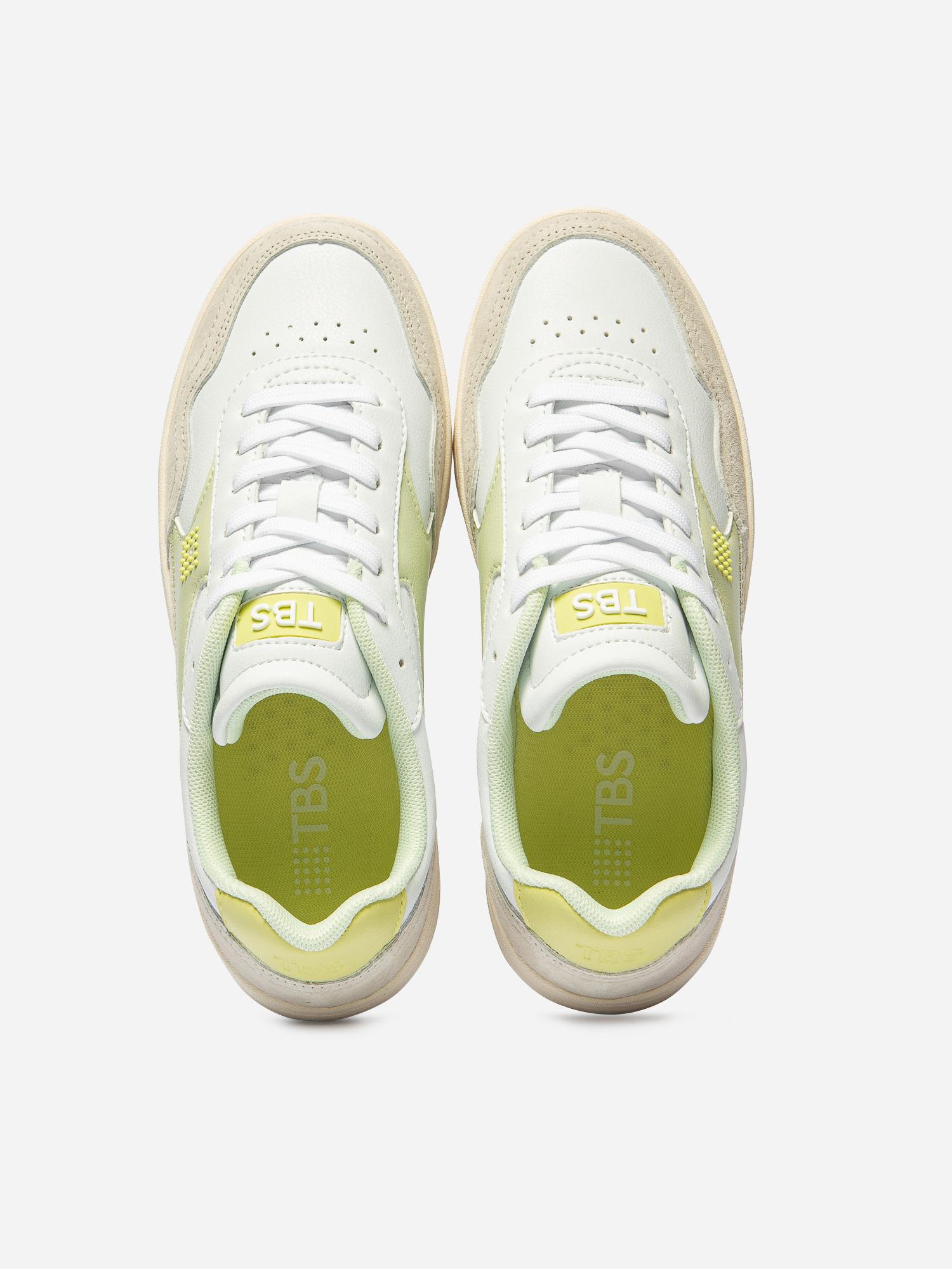 Tennis Femme Cuir Nubuck Blanc et Vert ALMERIA tbs