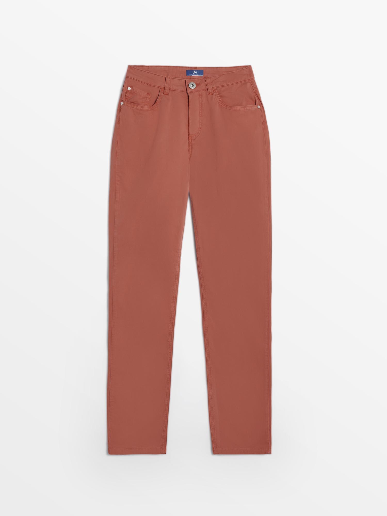Pantalon Femme Coton Stretch Orange tbs