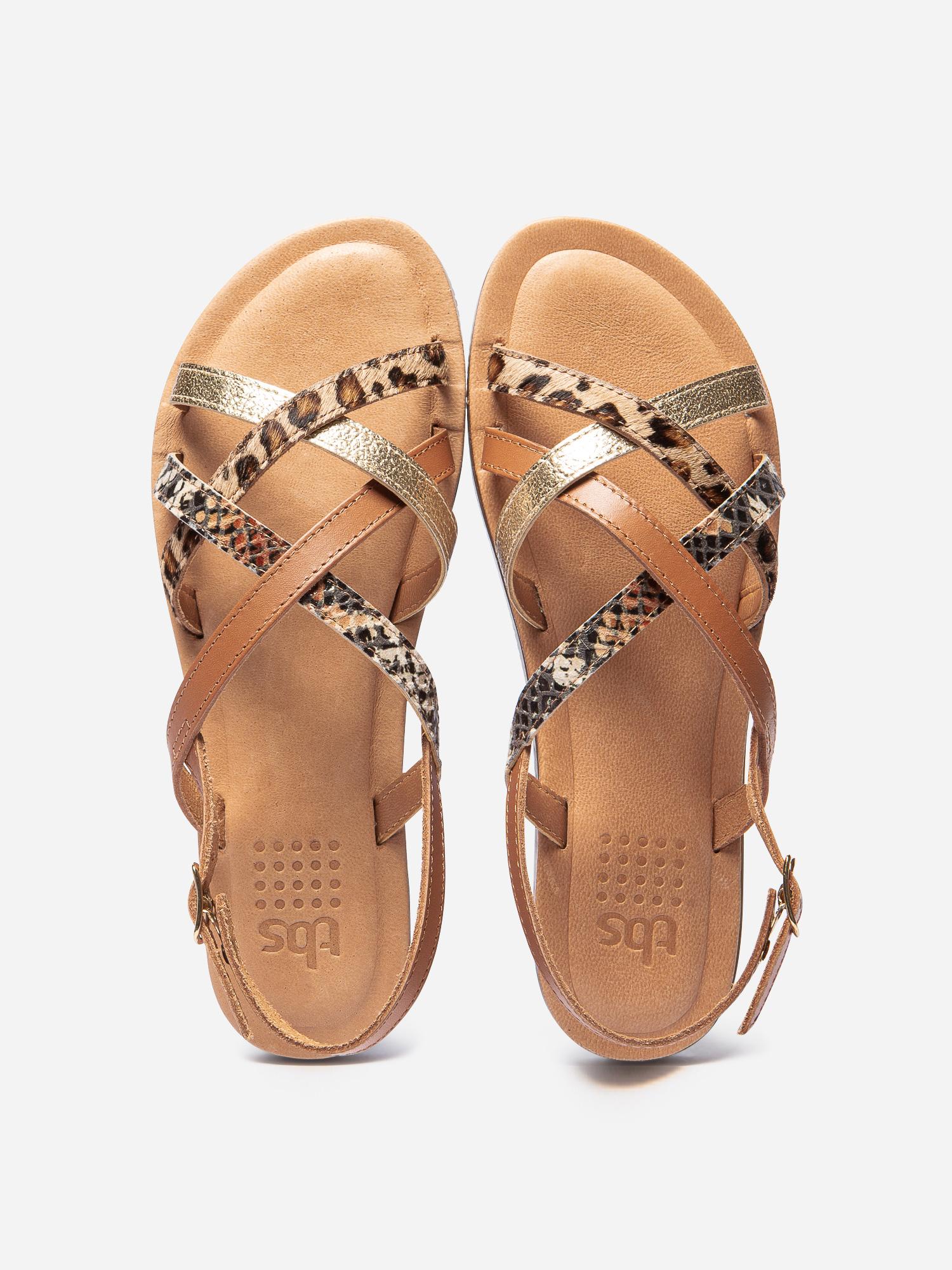 Sandales plates clearance cuir marron femme