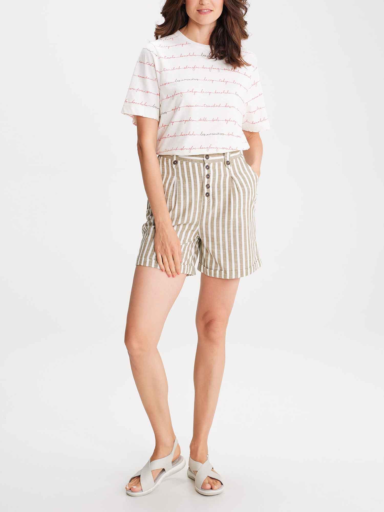 Tee Shirt Femme en Lin Blanc et Rouge tbs