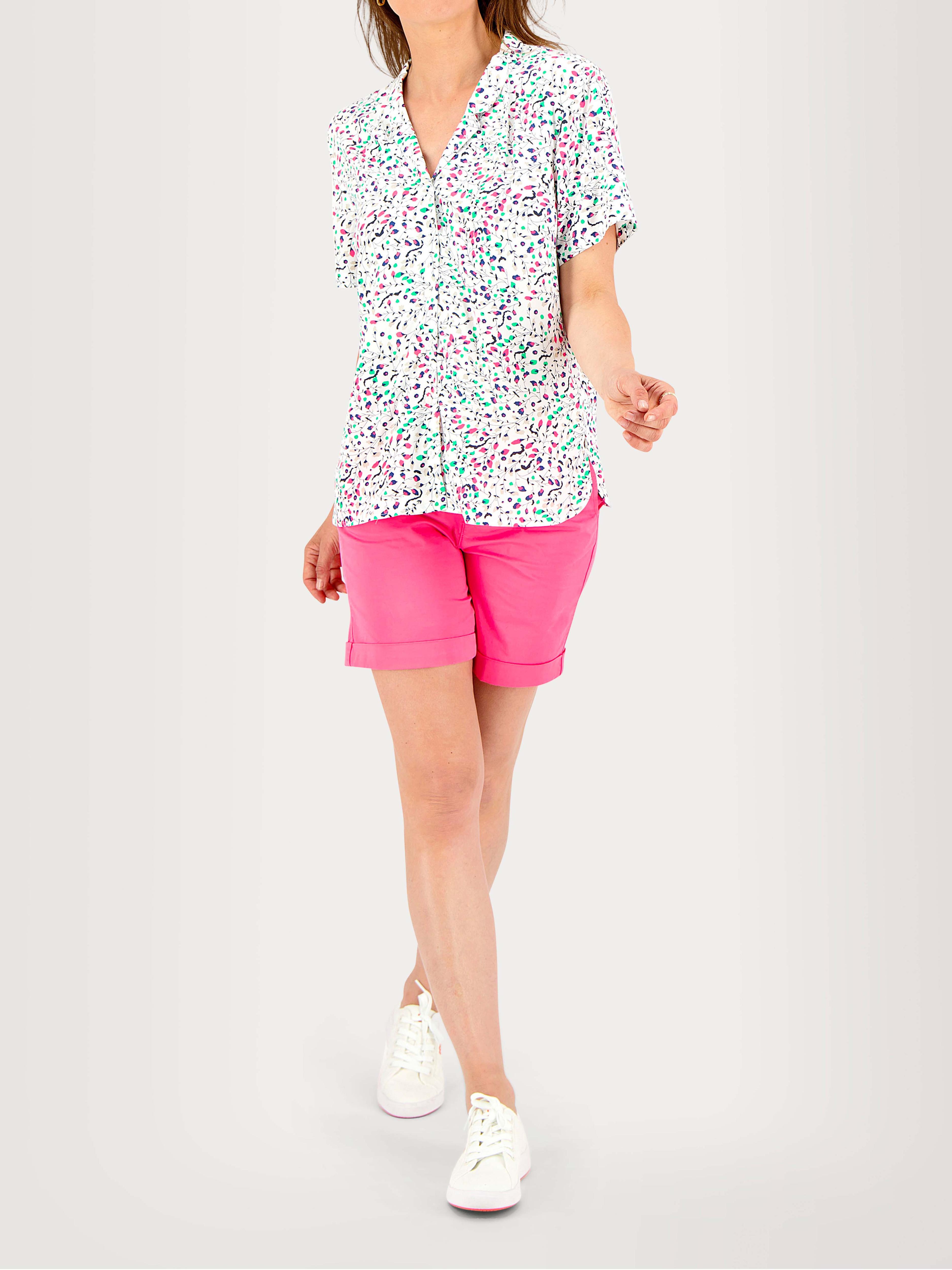 Chemisier ESPRIT Blanc à Motifs Floraux - Manches Courtes - Taille 42 - Occasion Très Bon état