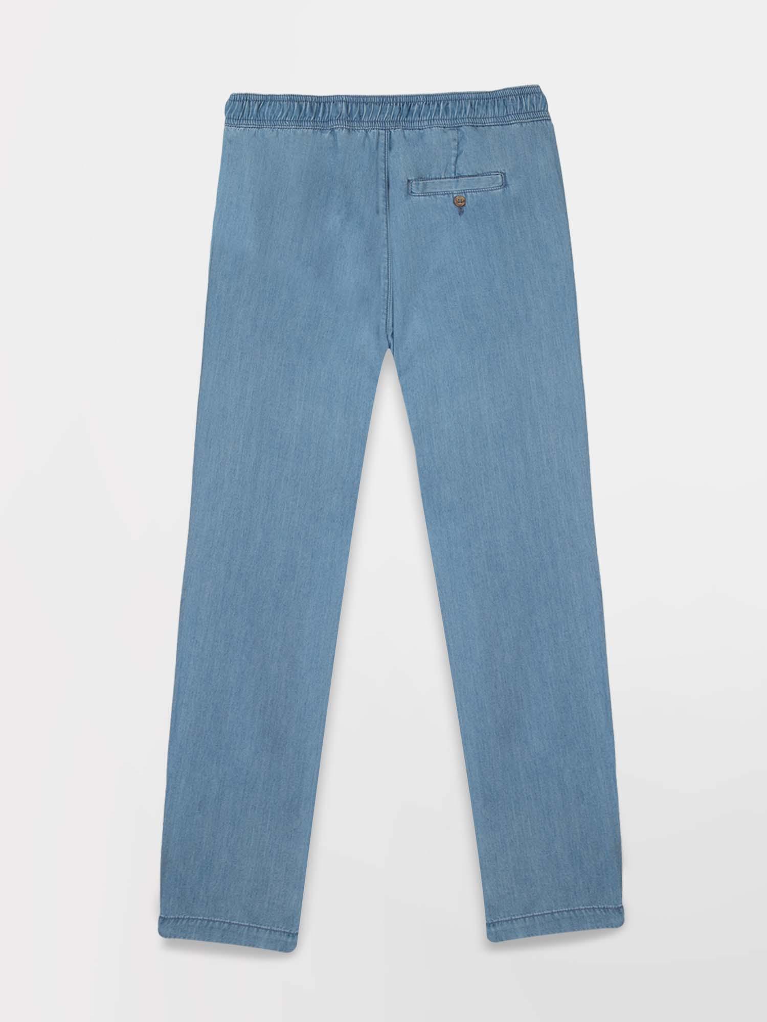 Pantalon Femme Fluide Lyocell Bleu tbs