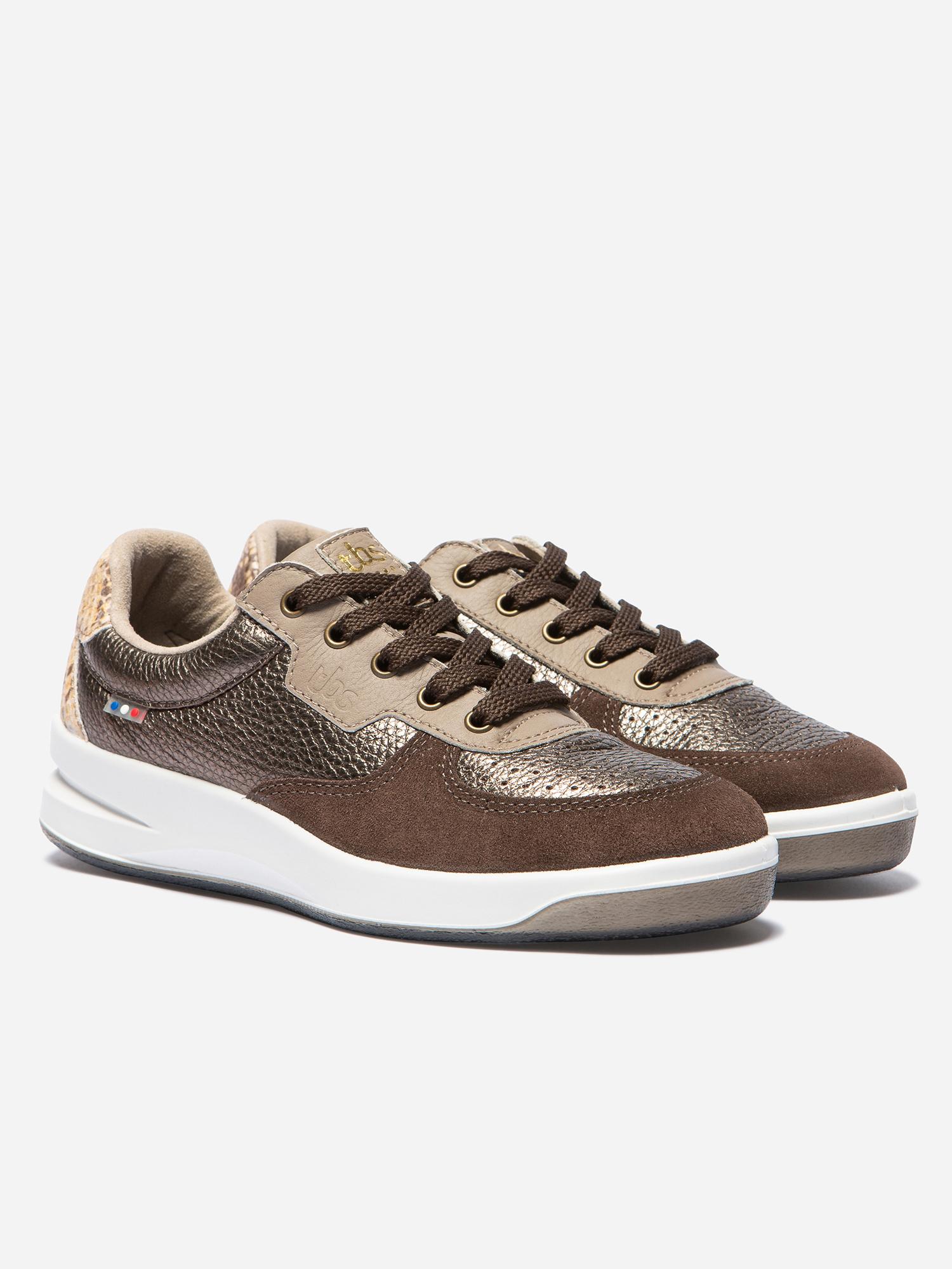 Sneakers femme top cuir marron