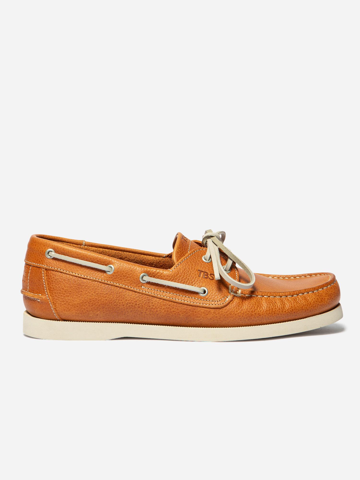 Men's Leather Coloris Rust and White Boat Shoes PHENIS
