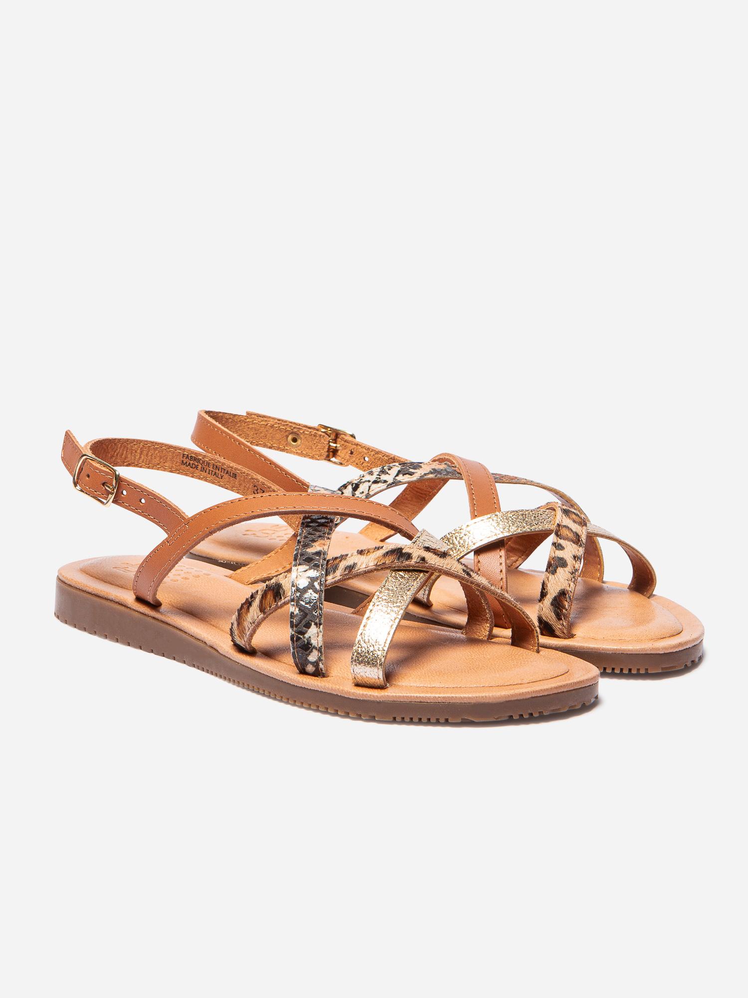 Sandales cuir marron on sale femme plates