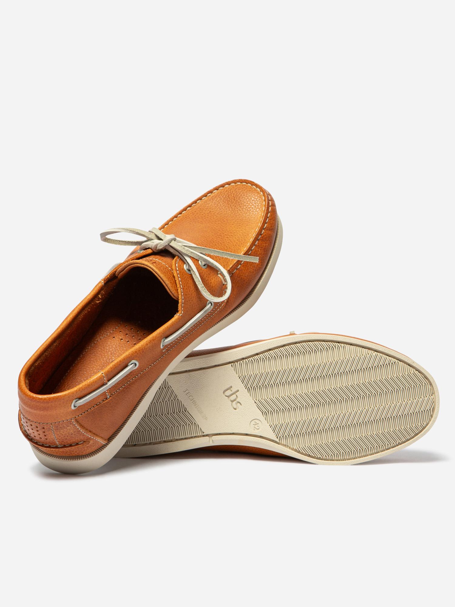 靴 pas de Calais Men's Leather Coloris Rust and White Boat Shoes PHENIS