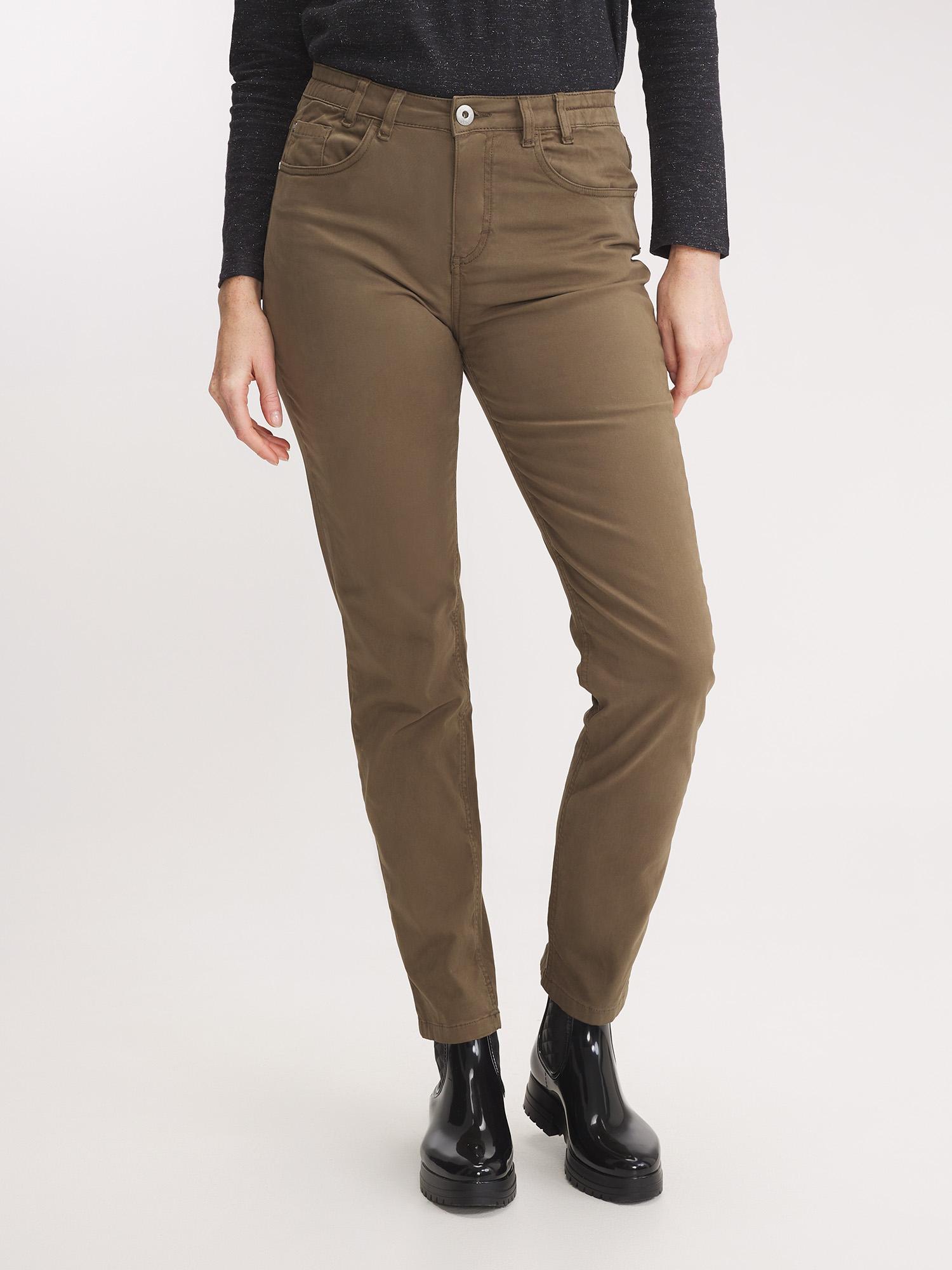 Pantalon Femme Coton Stretch, Bande Elastique de Maintien à la Taille