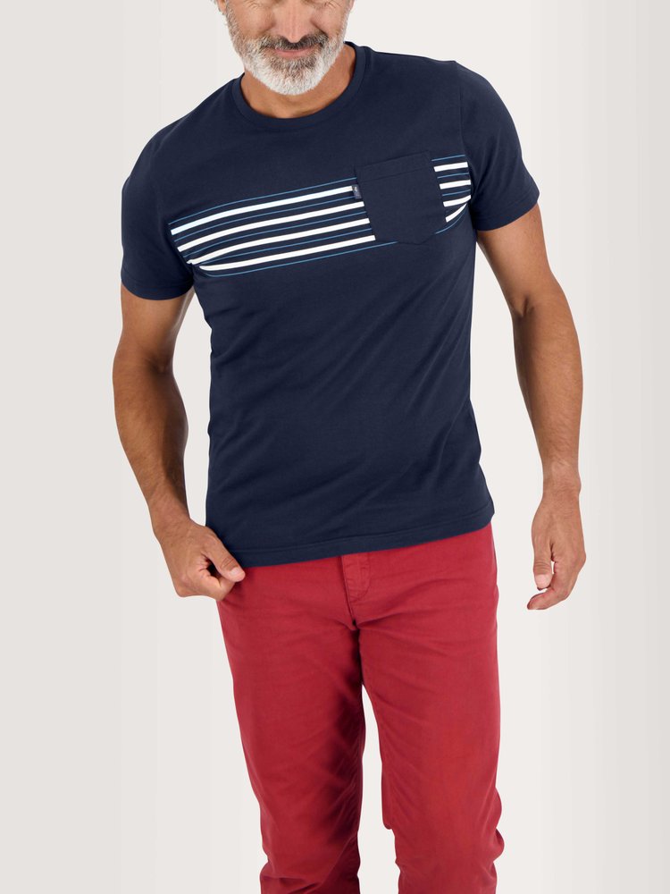 T-shirt manches courtes Amoritee - Couleur bleu marine - Pour Homme - TBS - Taille 3XL