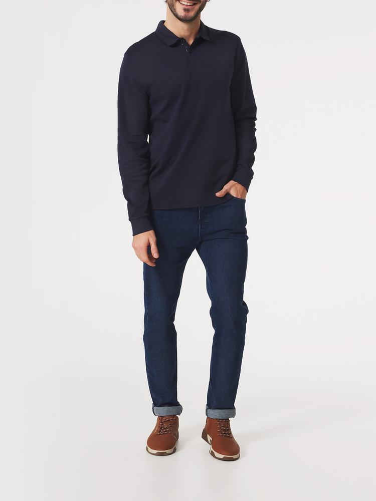 Polo manches longues Barzapol - Couleur bleu marine - Pour Homme - TBS - Taille 4XL