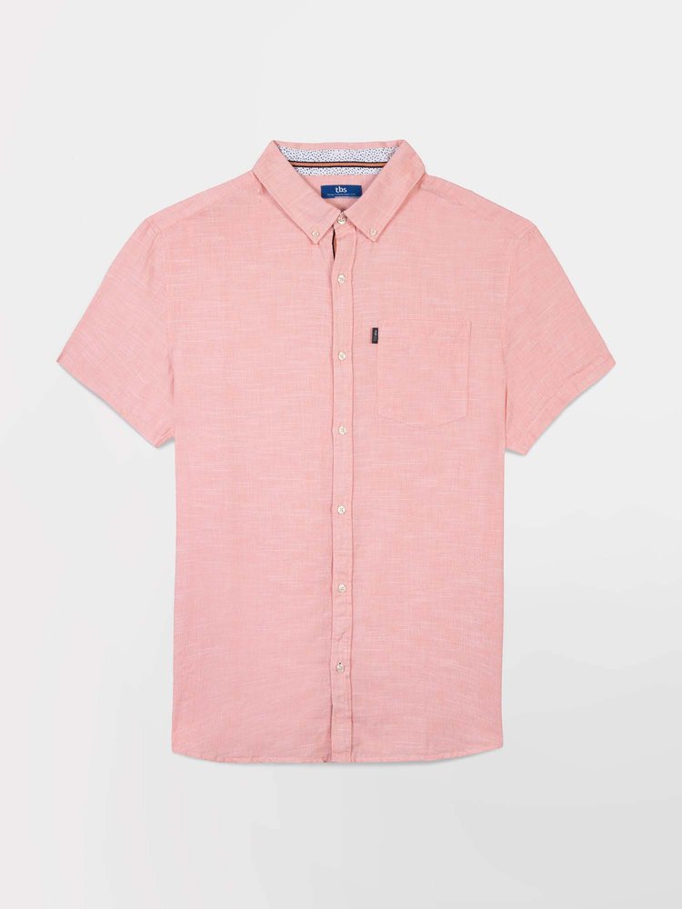 Chemise manches courtes Calelcha - Couleur rose/rouge - Pour Homme - TBS - Taille M