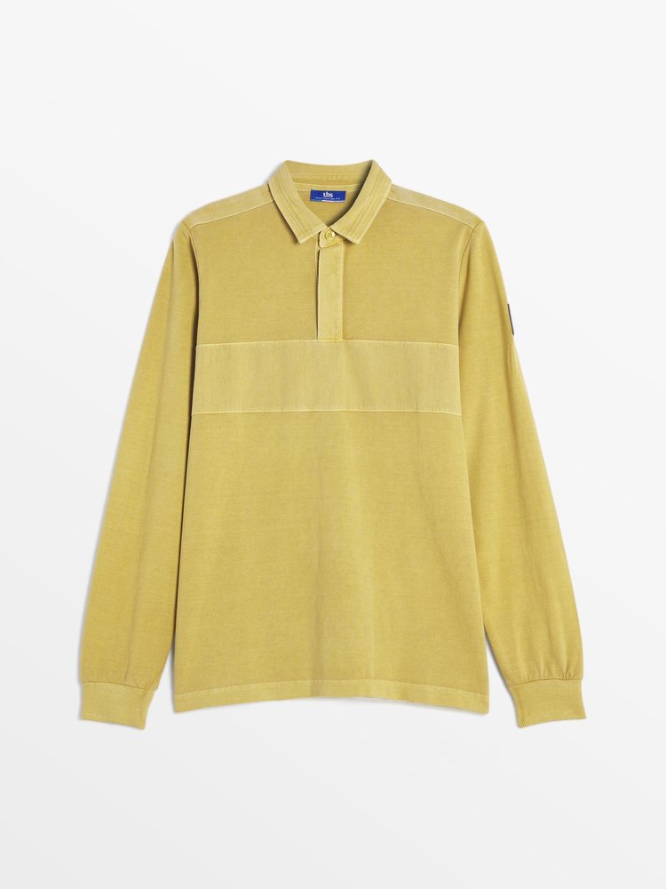 Polo manches longues Lequepol14459 - Couleur jaune/orange - Pour Homme - TBS - Taille XL