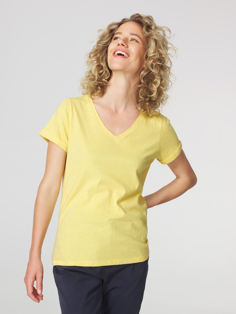 T-shirt manches courtes Adinatee - Couleur jaune/orange - Pour Femme - TBS - Taille S