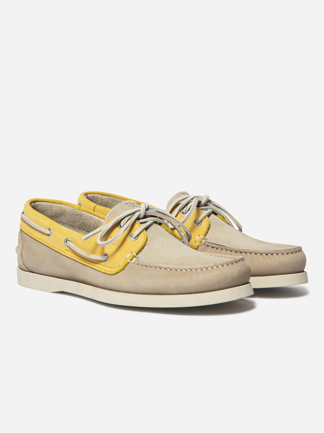Chaussures bateau homme beige et mimosa PHENIS