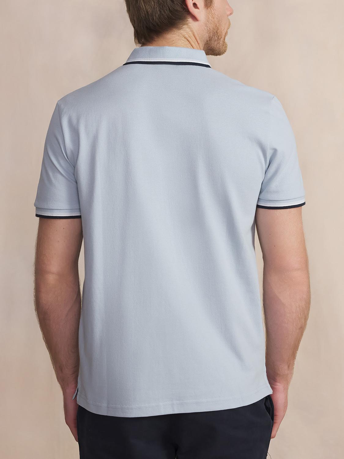 Men's Side Slits Slim-Fit Blue Polo Shirt YVANEPOL