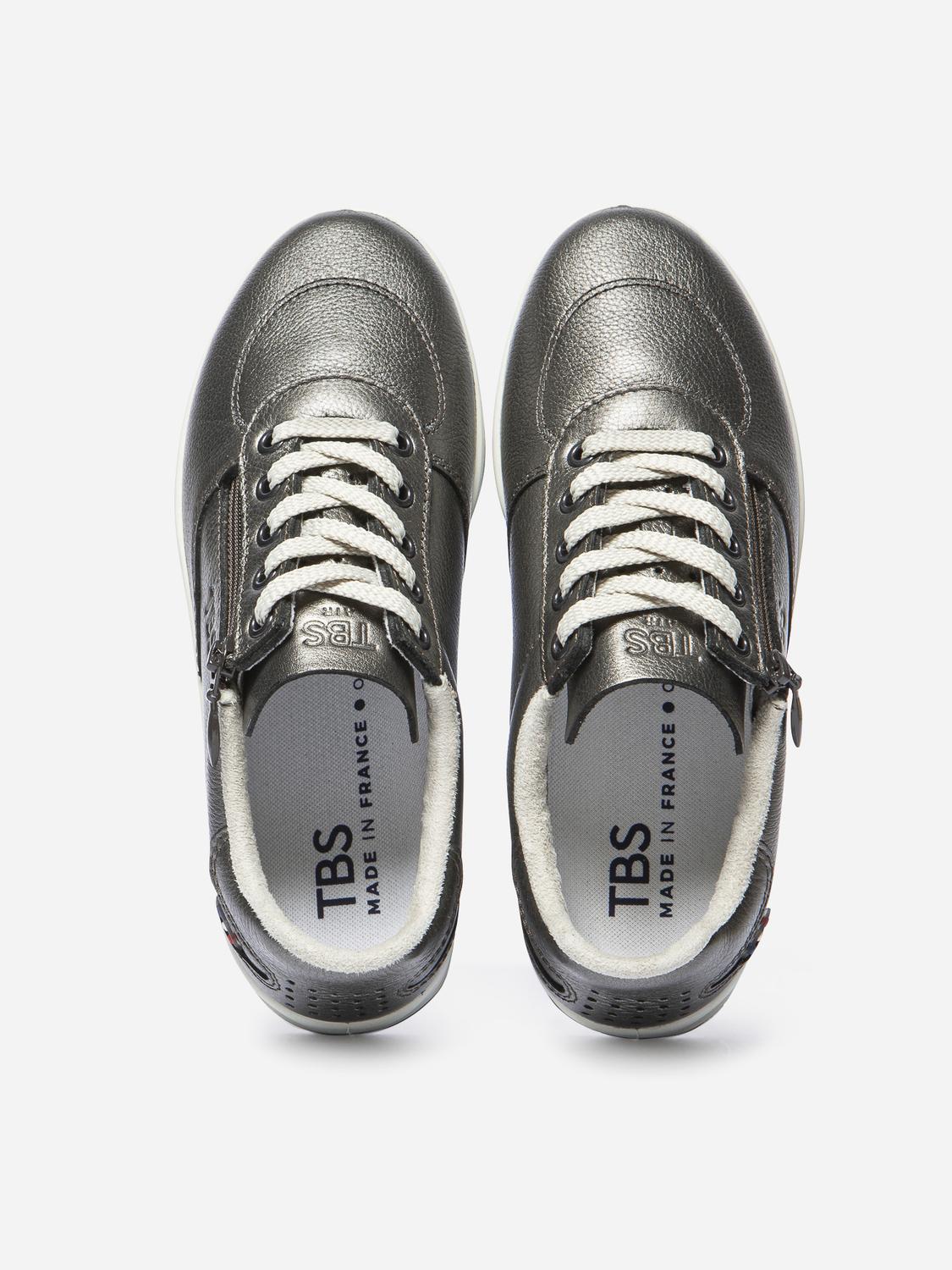 Baskets Zippées Femme Fabriquées en France Cuir Gris Baskets Zippées Femme Fabriquées en France Cuir Gris