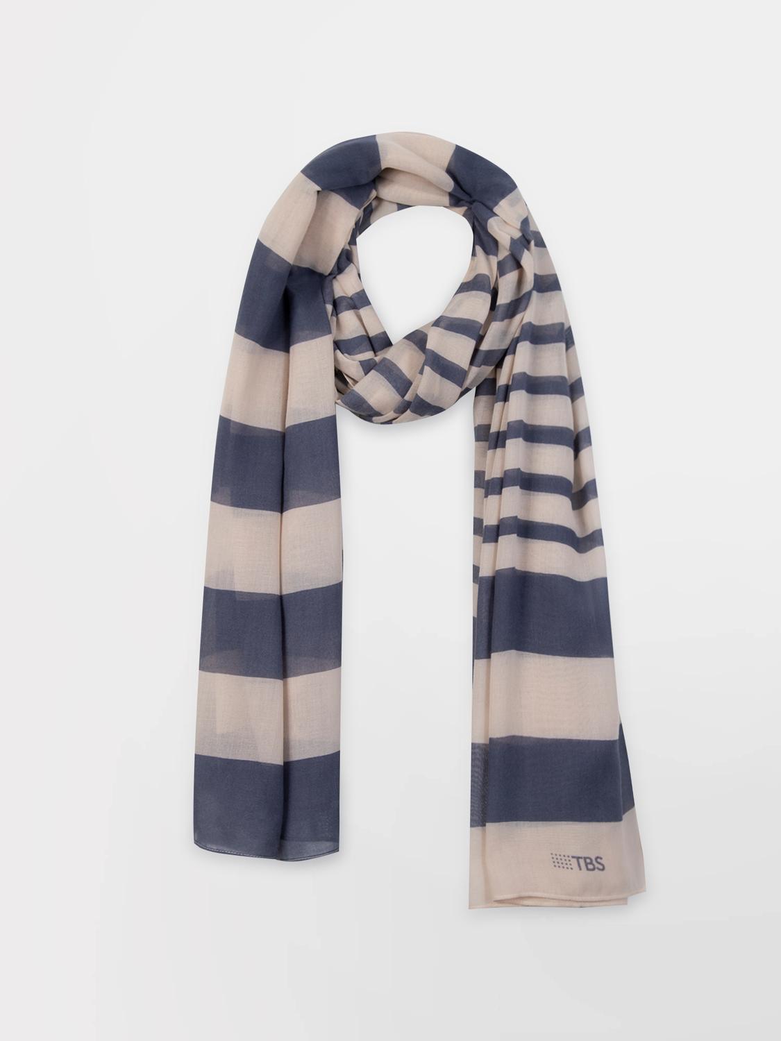 Foulard Femme Textile Off White et Azur LOUNAFOU