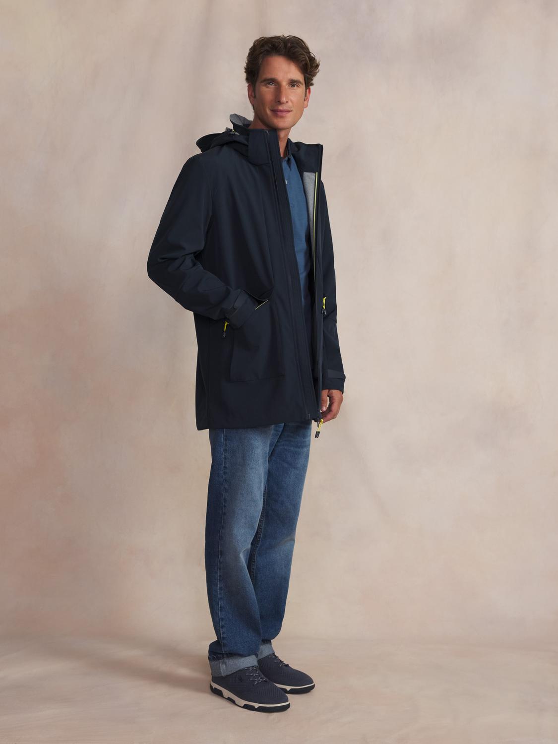 Manteau Long Homme Déperlant Marine HELNYLON