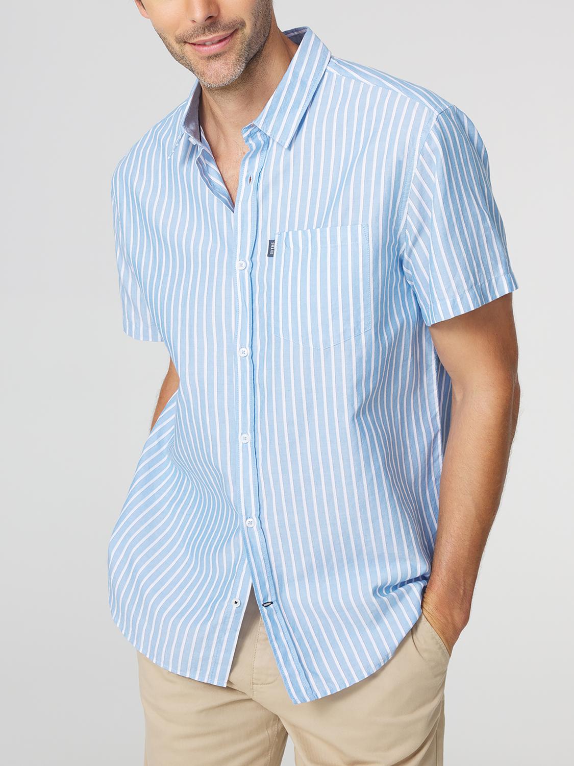 Chemise Homme Coupe Confort Rayures Bleu et Blanc YOHANCHA