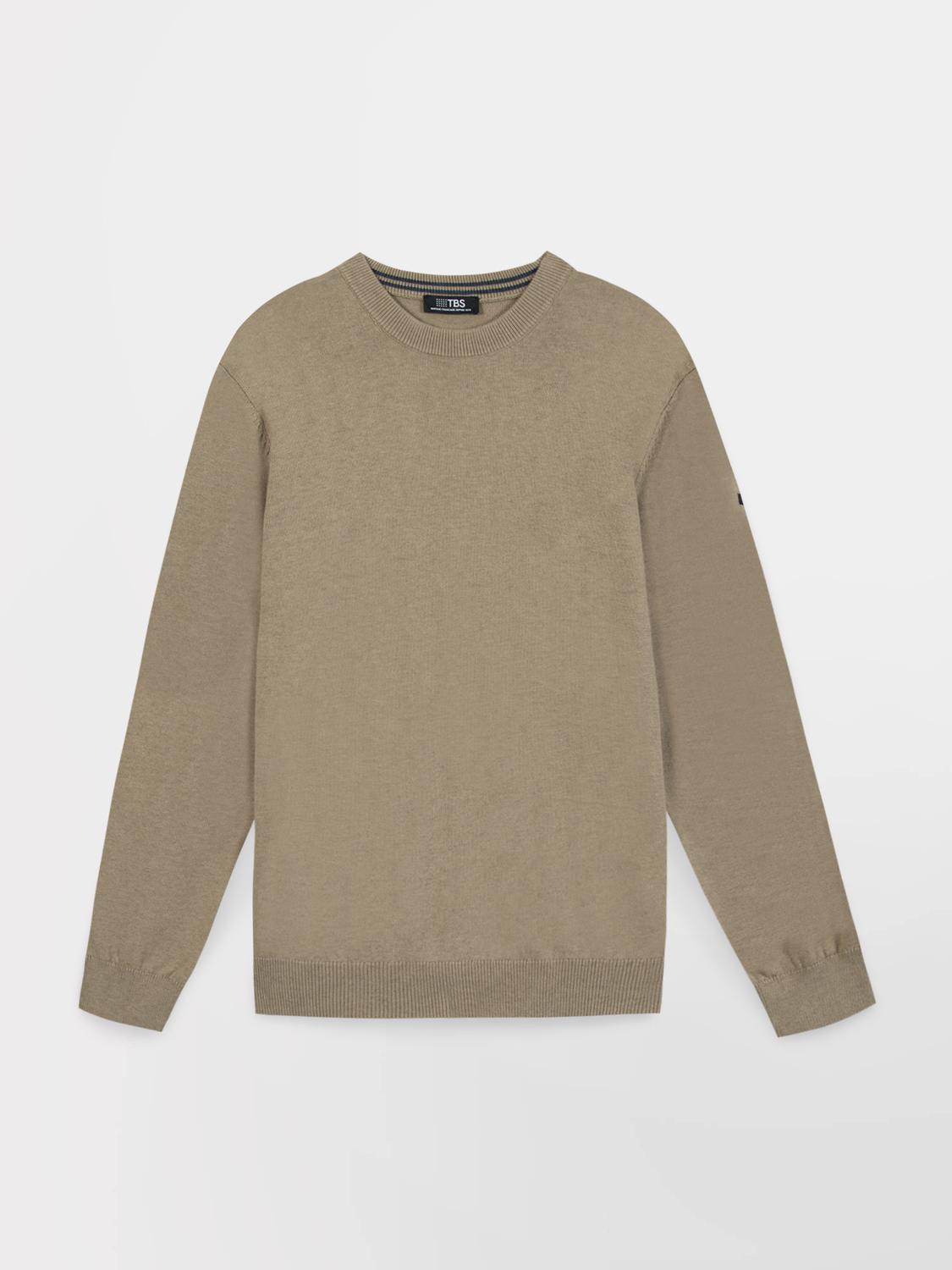 Pull Homme Col Rond Laine Coton Beige MALIKRON Pull Homme Col Rond Laine Coton Beige MALIKRON