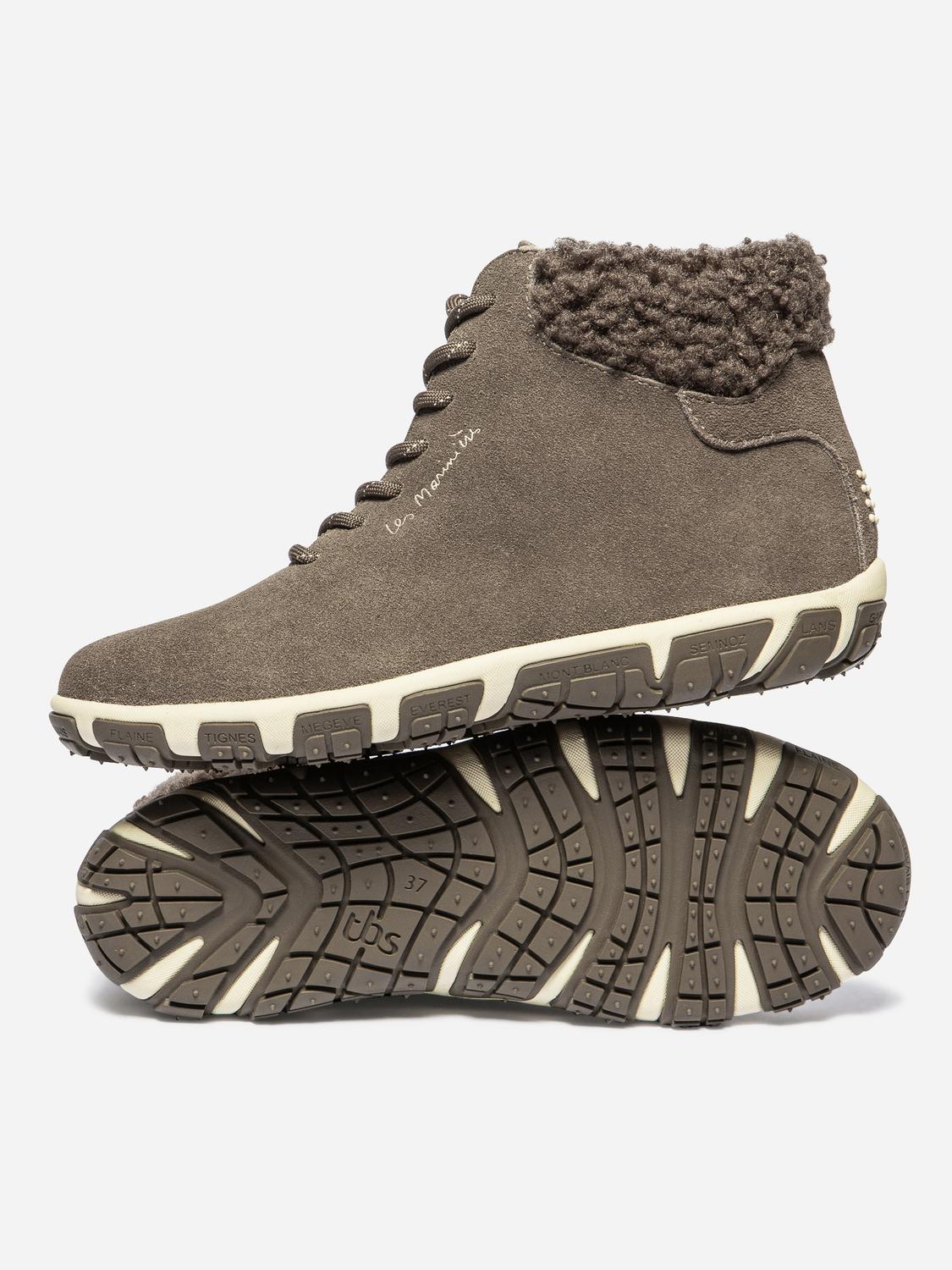 Bottines Femme Doublée Textile Cuir Taupe JANISSA