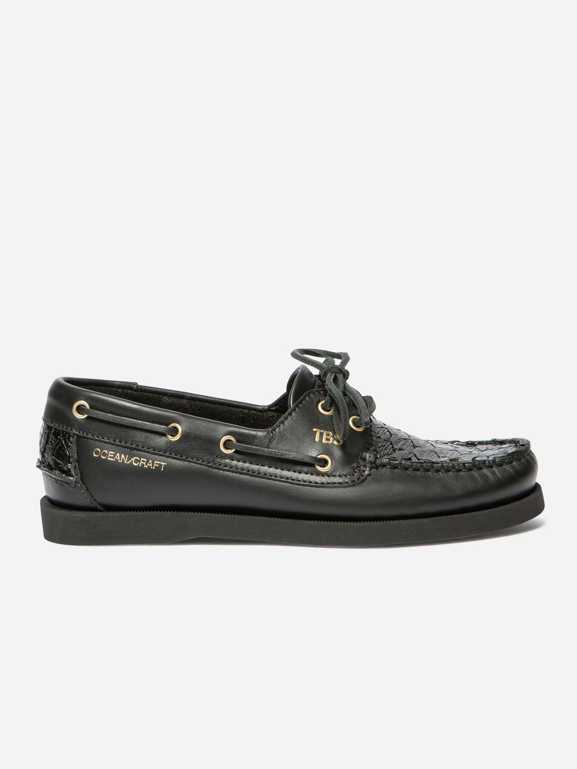 Chaussure Bateau Femme Cuir Marin Noir PHENISE Chaussure Bateau Femme Cuir Marin Noir PHENISE