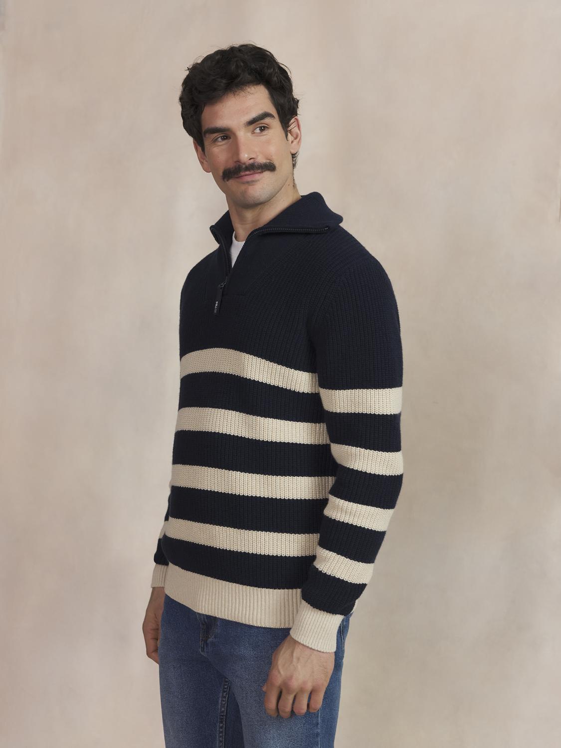 Pull Col Camionneur Homme Beige MORAYCAM